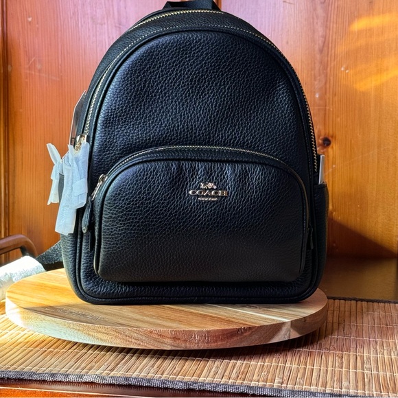 NWT Genuine Coach Mini Court Backpack in Black Authentic Pebbled Leather C8603 - Picture 3 of 8
